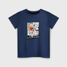 Детская футболка хлопок с принтом Тэцуя Куроко на фоне манги в Белгороде, 100% хлопок | круглый вырез горловины, полуприлегающий силуэт, длина до линии бедер | 