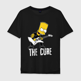 Мужская футболка хлопок Oversize с принтом The Cure Барт Симпсон рокер в Петрозаводске, 100% хлопок | свободный крой, круглый ворот, “спинка” длиннее передней части | 
