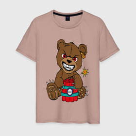Мужская футболка хлопок с принтом Плюшевый медведь с динамитом в Курске, 100% хлопок | прямой крой, круглый вырез горловины, длина до линии бедер, слегка спущенное плечо. | 