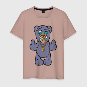 Мужская футболка хлопок с принтом Крутой плюшевый медведь в Кировске, 100% хлопок | прямой крой, круглый вырез горловины, длина до линии бедер, слегка спущенное плечо. | 