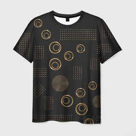 Мужская футболка 3D с принтом Memphis Стильный узор из точек и кругов в Новосибирске, 100% полиэфир | прямой крой, круглый вырез горловины, длина до линии бедер | 