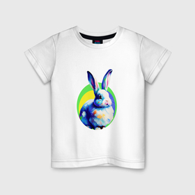 Детская футболка хлопок с принтом кролик ждет весну в Кировске, 100% хлопок | круглый вырез горловины, полуприлегающий силуэт, длина до линии бедер | Тематика изображения на принте: 