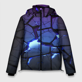 Мужская зимняя куртка 3D с принтом Неоновые трещины   голубая лава в Новосибирске, верх — 100% полиэстер; подкладка — 100% полиэстер; утеплитель — 100% полиэстер | длина ниже бедра, свободный силуэт Оверсайз. Есть воротник-стойка, отстегивающийся капюшон и ветрозащитная планка. 

Боковые карманы с листочкой на кнопках и внутренний карман на молнии. | 