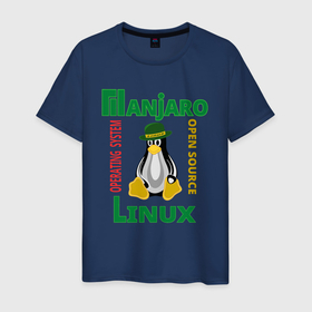 Мужская футболка хлопок с принтом Линукс пингвин в шляпе в Санкт-Петербурге, 100% хлопок | прямой крой, круглый вырез горловины, длина до линии бедер, слегка спущенное плечо. | 