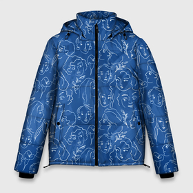 Мужская зимняя куртка 3D с принтом Женские лица на джинсовом синем в Новосибирске, верх — 100% полиэстер; подкладка — 100% полиэстер; утеплитель — 100% полиэстер | длина ниже бедра, свободный силуэт Оверсайз. Есть воротник-стойка, отстегивающийся капюшон и ветрозащитная планка. 

Боковые карманы с листочкой на кнопках и внутренний карман на молнии. | Тематика изображения на принте: 