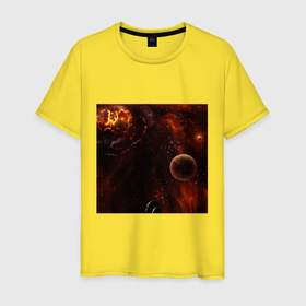 Мужская футболка хлопок с принтом Космос от нейросети в Санкт-Петербурге, 100% хлопок | прямой крой, круглый вырез горловины, длина до линии бедер, слегка спущенное плечо. | 