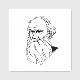 Магнит виниловый Квадрат с принтом Лев Николаевич Толстой в Тюмени, полимерный материал с магнитным слоем | размер 9*9 см, закругленные углы | Тематика изображения на принте: 