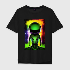 Мужская футболка хлопок Oversize с принтом Bizarre alien   neural network   neon glow в Курске, 100% хлопок | свободный крой, круглый ворот, “спинка” длиннее передней части | 