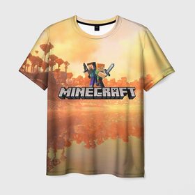 Мужская футболка 3D с принтом Стив Майнкрафт Minecraft в Курске, 100% полиэфир | прямой крой, круглый вырез горловины, длина до линии бедер | Тематика изображения на принте: 