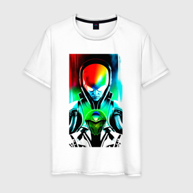 Мужская футболка хлопок с принтом Alien   sketch   neural network в Курске, 100% хлопок | прямой крой, круглый вырез горловины, длина до линии бедер, слегка спущенное плечо. | 
