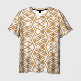 Мужская футболка 3D с принтом Абстрактно овально бежевый паттерн в Санкт-Петербурге, 100% полиэфир | прямой крой, круглый вырез горловины, длина до линии бедер | 