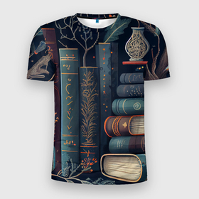 Мужская футболка 3D Slim с принтом Книги, зима и магия в Новосибирске, 100% полиэстер с улучшенными характеристиками | приталенный силуэт, круглая горловина, широкие плечи, сужается к линии бедра | Тематика изображения на принте: 