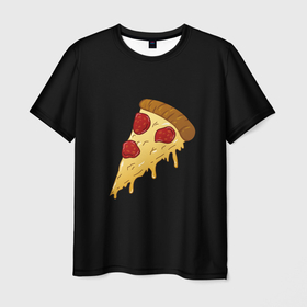Мужская футболка 3D с принтом Векторная пицца в Тюмени, 100% полиэфир | прямой крой, круглый вырез горловины, длина до линии бедер | 