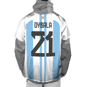 Накидка на куртку 3D с принтом Дибала форма сборной Аргентины домашняя в Петрозаводске, 100% полиэстер |  | 