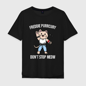 Мужская футболка хлопок Oversize с принтом Dont stop meow , 100% хлопок | свободный крой, круглый ворот, “спинка” длиннее передней части | Тематика изображения на принте: 