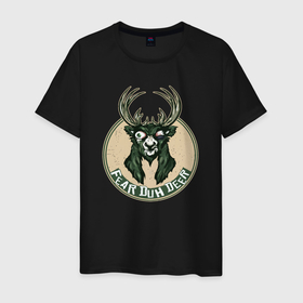 Мужская футболка хлопок с принтом Fear duh deer в Тюмени, 100% хлопок | прямой крой, круглый вырез горловины, длина до линии бедер, слегка спущенное плечо. | 