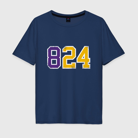 Мужская футболка хлопок Oversize с принтом Kobe Bryant numbers в Кировске, 100% хлопок | свободный крой, круглый ворот, “спинка” длиннее передней части | 