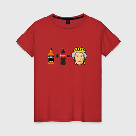 Женская футболка хлопок с принтом Виски, кола, королева в Курске, 100% хлопок | прямой крой, круглый вырез горловины, длина до линии бедер, слегка спущенное плечо | 