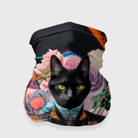 Бандана-труба 3D с принтом Модный чёрный кот   нейросеть в Тюмени, 100% полиэстер, ткань с особыми свойствами — Activecool | плотность 150‒180 г/м2; хорошо тянется, но сохраняет форму | Тематика изображения на принте: 
