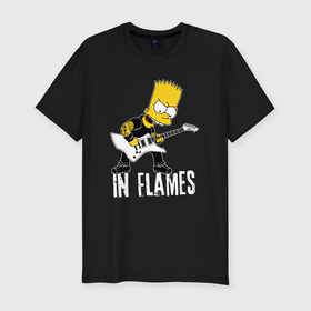 Мужская футболка хлопок Slim с принтом In Flames Барт Симпсон рокер в Тюмени, 92% хлопок, 8% лайкра | приталенный силуэт, круглый вырез ворота, длина до линии бедра, короткий рукав | 