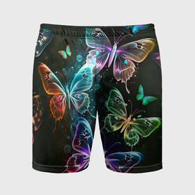 Мужские шорты спортивные с принтом Неоновые дикие бабочки в Белгороде,  |  | 