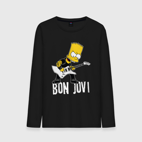 Мужской лонгслив хлопок с принтом Bon Jovi Барт Симпсон рокер в Новосибирске, 100% хлопок |  | Тематика изображения на принте: 