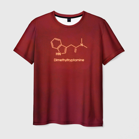 Мужская футболка 3D с принтом Диметилтриптамин формула в Екатеринбурге, 100% полиэфир | прямой крой, круглый вырез горловины, длина до линии бедер | 