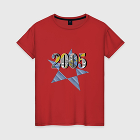 Женская футболка хлопок с принтом Дата рождения: год 2005, пэчворк в Петрозаводске, 100% хлопок | прямой крой, круглый вырез горловины, длина до линии бедер, слегка спущенное плечо | 
