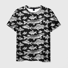 Мужская футболка 3D с принтом Городской паттерн о рыбалке в Кировске, 100% полиэфир | прямой крой, круглый вырез горловины, длина до линии бедер | 
