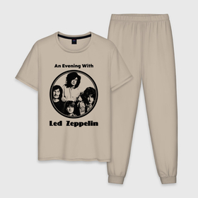 Мужская пижама хлопок с принтом Led Zeppelin retro в Белгороде, 100% хлопок | брюки и футболка прямого кроя, без карманов, на брюках мягкая резинка на поясе и по низу штанин
 | 