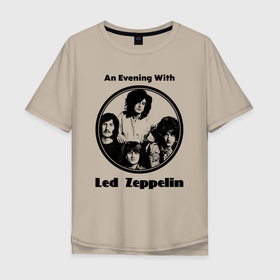 Мужская футболка хлопок Oversize с принтом Led Zeppelin retro в Белгороде, 100% хлопок | свободный крой, круглый ворот, “спинка” длиннее передней части | 