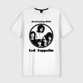 Мужская футболка хлопок Slim с принтом Led Zeppelin retro в Белгороде, 92% хлопок, 8% лайкра | приталенный силуэт, круглый вырез ворота, длина до линии бедра, короткий рукав | 