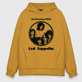 Мужское худи Oversize хлопок с принтом Led Zeppelin retro в Белгороде, френч-терри — 70% хлопок, 30% полиэстер. Мягкий теплый начес внутри —100% хлопок | боковые карманы, эластичные манжеты и нижняя кромка, капюшон на магнитной кнопке | Тематика изображения на принте: 