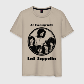 Мужская футболка хлопок с принтом Led Zeppelin retro в Белгороде, 100% хлопок | прямой крой, круглый вырез горловины, длина до линии бедер, слегка спущенное плечо. | 