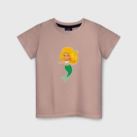 Детская футболка хлопок с принтом Русалочка в бусах в Тюмени, 100% хлопок | круглый вырез горловины, полуприлегающий силуэт, длина до линии бедер | 