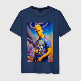 Мужская футболка хлопок с принтом Подросший Барт Симпсон   фантазия   нейросеть в Тюмени, 100% хлопок | прямой крой, круглый вырез горловины, длина до линии бедер, слегка спущенное плечо. | 