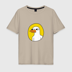 Мужская футболка хлопок Oversize с принтом Серьезный гусь в Тюмени, 100% хлопок | свободный крой, круглый ворот, “спинка” длиннее передней части | Тематика изображения на принте: 