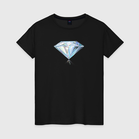 Женская футболка хлопок с принтом Бриллиант Diamond , 100% хлопок | прямой крой, круглый вырез горловины, длина до линии бедер, слегка спущенное плечо | 