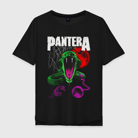 Мужская футболка хлопок Oversize с принтом Pantera rock в Курске, 100% хлопок | свободный крой, круглый ворот, “спинка” длиннее передней части | 