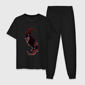Мужская пижама хлопок с принтом S Slipknot в Белгороде, 100% хлопок | брюки и футболка прямого кроя, без карманов, на брюках мягкая резинка на поясе и по низу штанин
 | 
