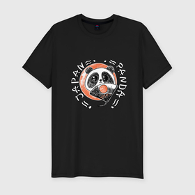 Мужская футболка хлопок Slim с принтом Японская панда в Петрозаводске, 92% хлопок, 8% лайкра | приталенный силуэт, круглый вырез ворота, длина до линии бедра, короткий рукав | 