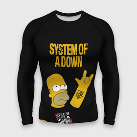 Мужской рашгард 3D с принтом System of a Down Гомер Симпсон рокер в Кировске,  |  | 
