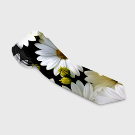 Галстук 3D с принтом Белые цветы ромашки   летний паттерн в Тюмени, 100% полиэстер | Длина 148 см; Плотность 150-180 г/м2 | 