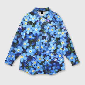 Мужская рубашка oversize 3D с принтом Незабудки   мелкие синие цветочки полевые ,  |  | 