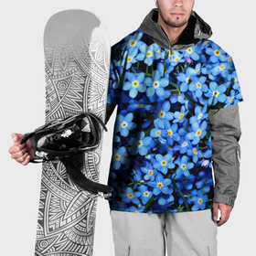 Накидка на куртку 3D с принтом Незабудки   мелкие синие цветочки полевые , 100% полиэстер |  | 