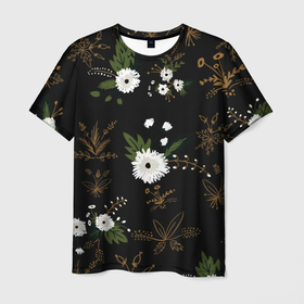 Мужская футболка 3D с принтом Одуванчики цветочки в Курске, 100% полиэфир | прямой крой, круглый вырез горловины, длина до линии бедер | 