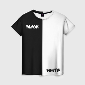 Женская футболка 3D с принтом Black   white в Екатеринбурге, 100% полиэфир ( синтетическое хлопкоподобное полотно) | прямой крой, круглый вырез горловины, длина до линии бедер | 