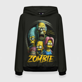 Женская толстовка 3D с принтом Simpsons zombie в Новосибирске, 100% полиэстер  | двухслойный капюшон со шнурком для регулировки, мягкие манжеты на рукавах и по низу толстовки, спереди карман-кенгуру с мягким внутренним слоем. | 