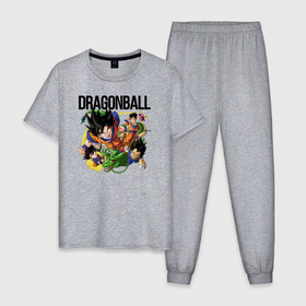 Мужская пижама хлопок с принтом Гоку из Dragonball в Курске, 100% хлопок | брюки и футболка прямого кроя, без карманов, на брюках мягкая резинка на поясе и по низу штанин
 | Тематика изображения на принте: 