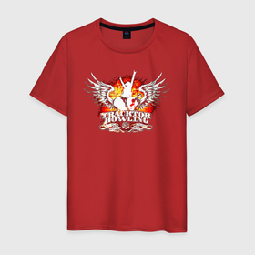 Мужская футболка хлопок с принтом Логотип Tracktor bowling Лу Сердце и крылья в Белгороде, 100% хлопок | прямой крой, круглый вырез горловины, длина до линии бедер, слегка спущенное плечо. | 